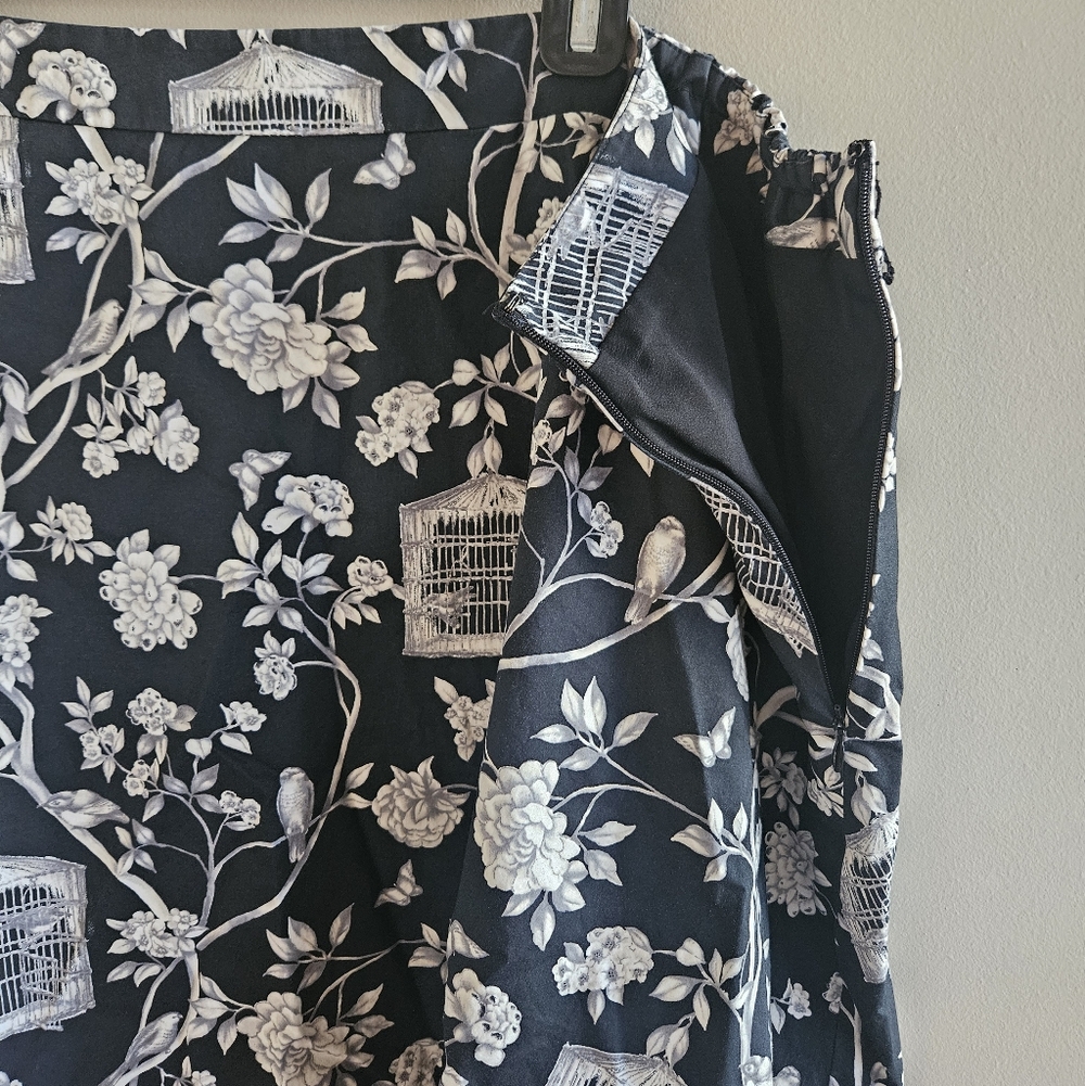 Talbots Toile Birdcage Floral A-Line Skirt - Picture 3 of 5